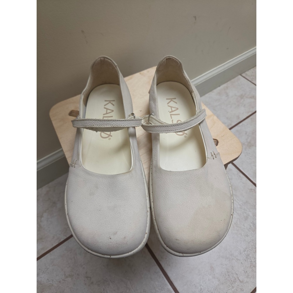 Kalso Dash Mary Jane Flats Chalk White Leather Barefoot Shoes Womens 8 Wide